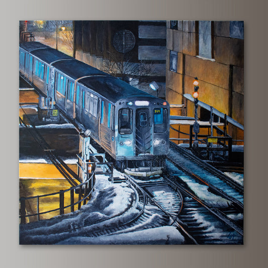 Chicago Loop El In A Flurry Original Art