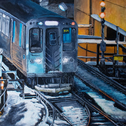 Chicago Loop El In A Flurry Original Art