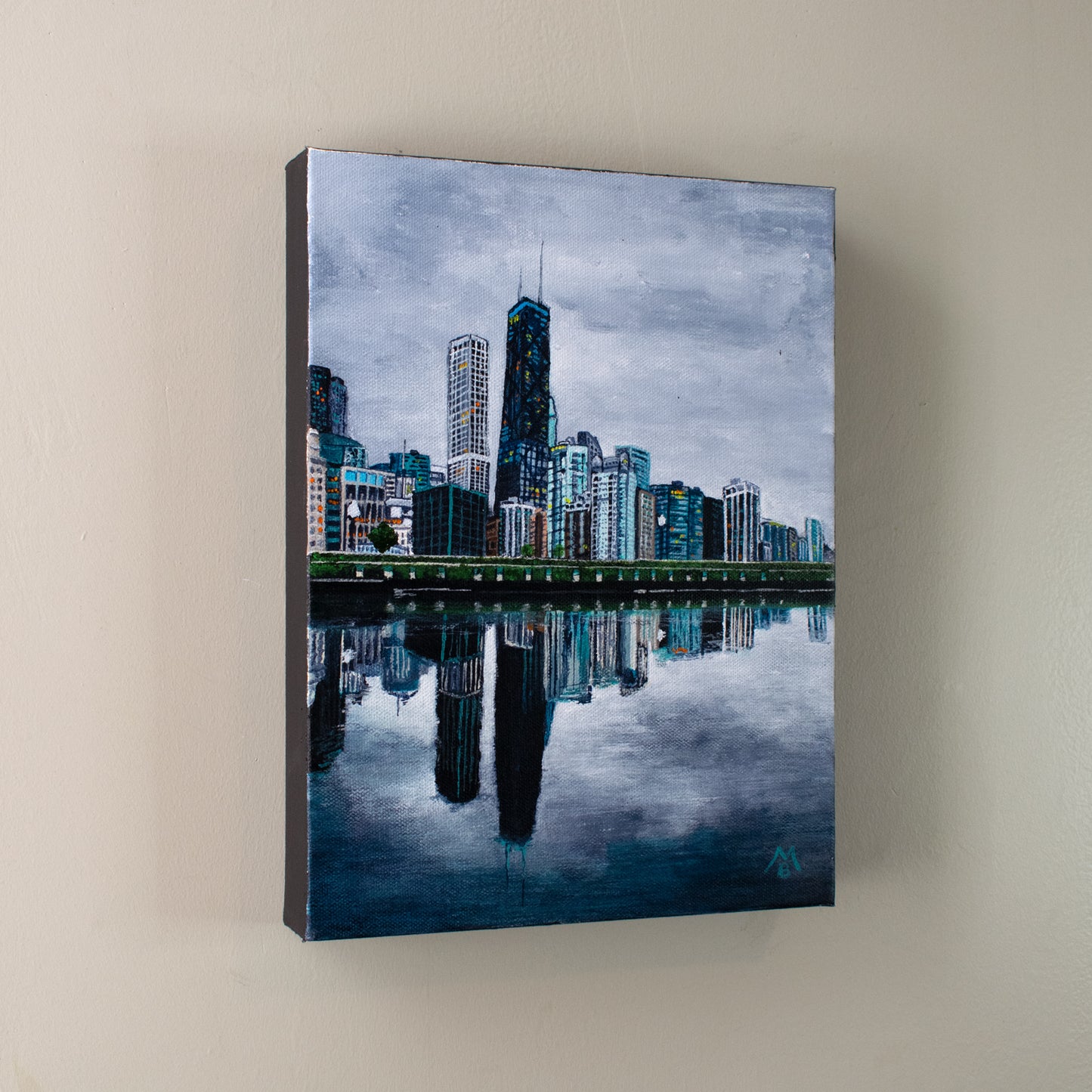 Chicago Skyline in Blue Original Art