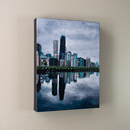 Chicago Skyline in Blue Original Art