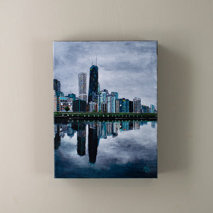 Chicago Skyline in Blue Original Art