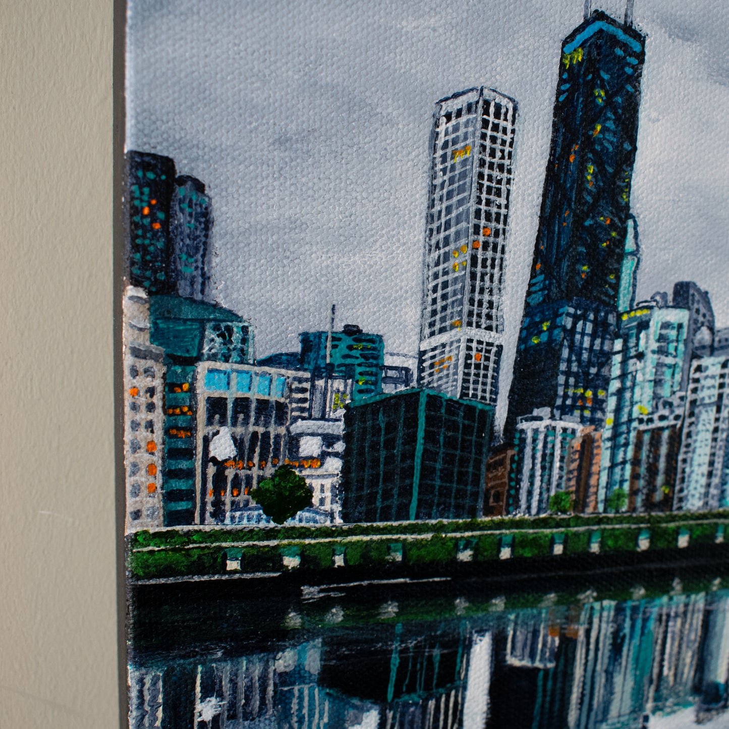 Chicago Skyline in Blue Original Art