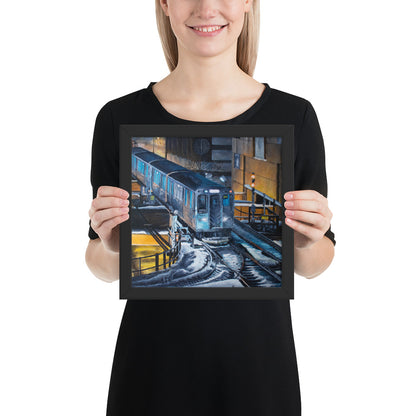 Chicago Loop El In A Flurry Framed Print