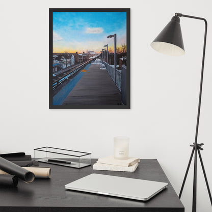 Damen Station At Sunset Framed Print