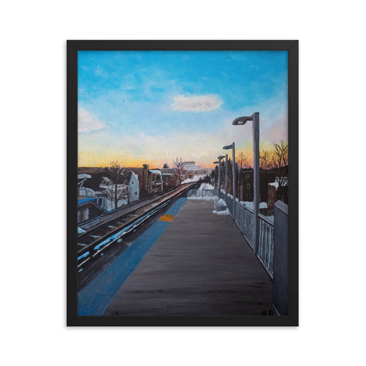 Damen Station At Sunset Framed Print