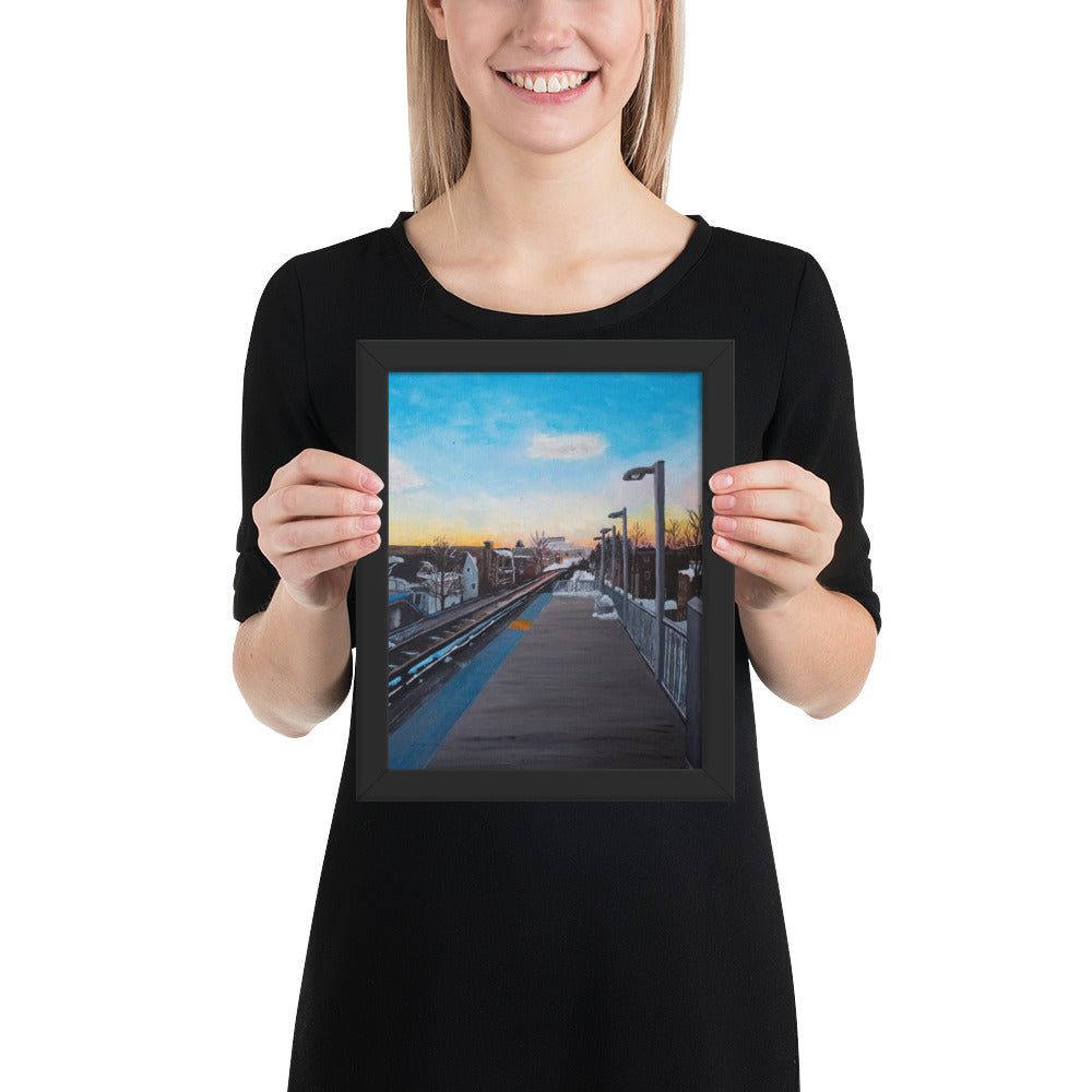 Damen Station At Sunset Framed Print