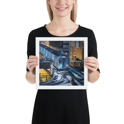 Chicago Loop El In A Flurry Framed Print