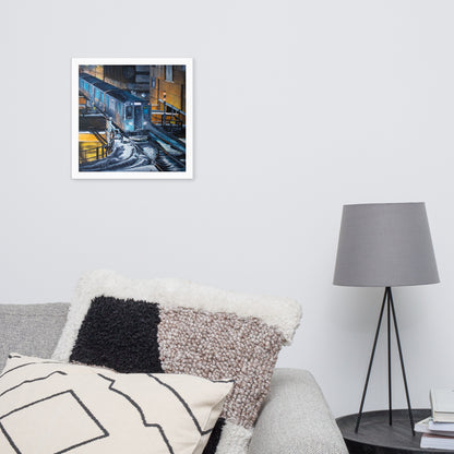 Chicago Loop El In A Flurry Framed Print