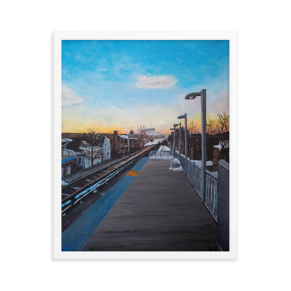 Damen Station At Sunset Framed Print