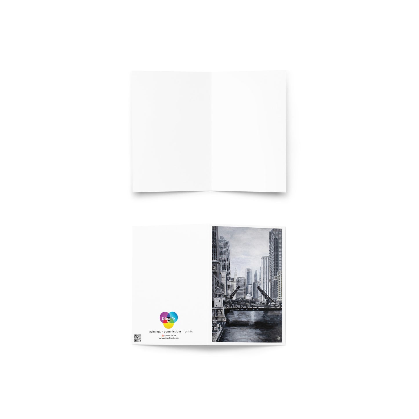 Downtown Bridges in Gray Greeting card