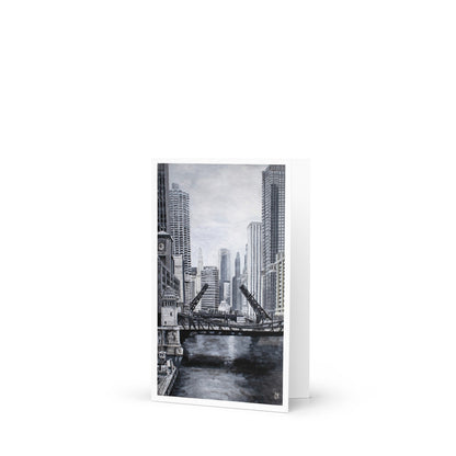 Downtown Bridges in Gray Greeting card