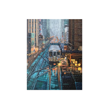 Foggy Downtown Train Jigsaw Puzzle