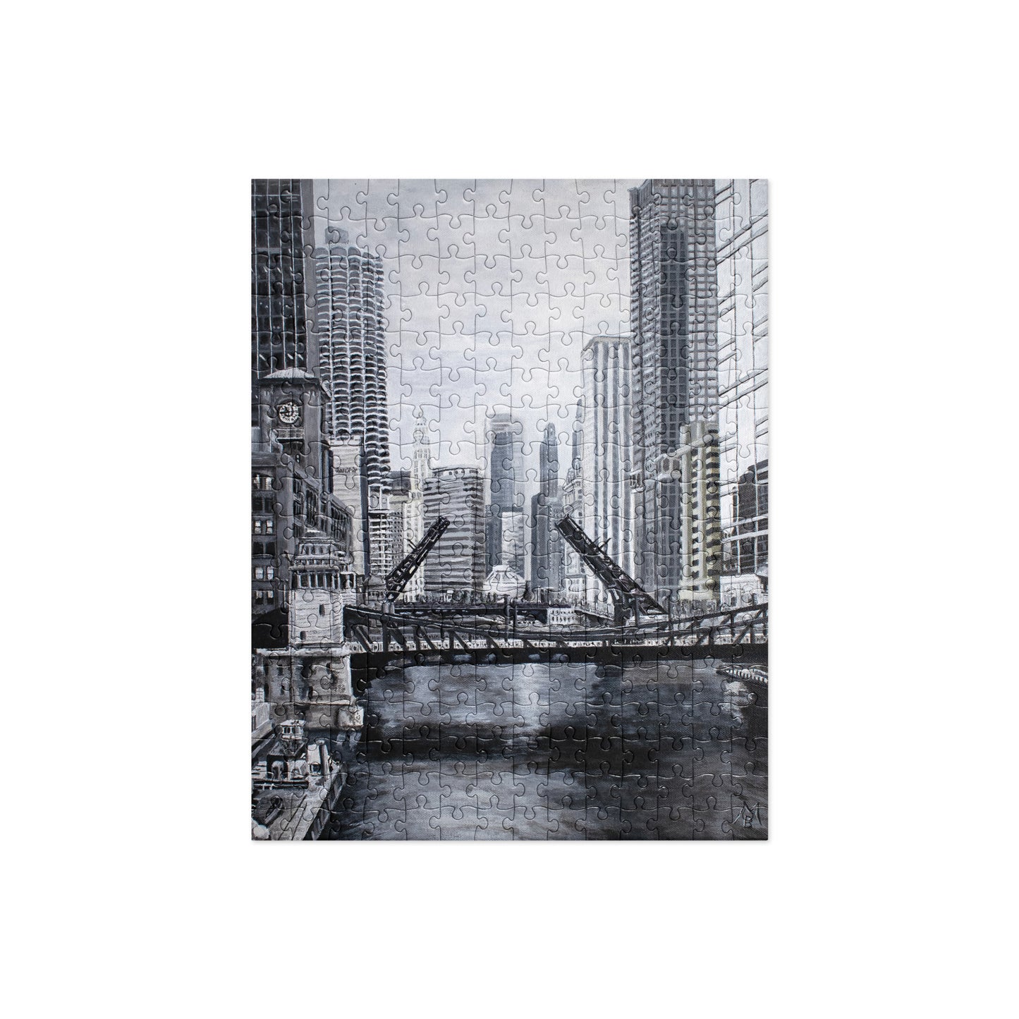 Downtown Bridges in Gray Jigsaw Puzzle