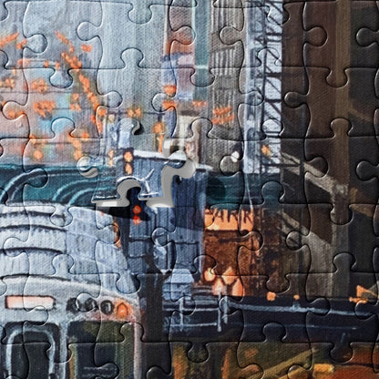 Foggy Downtown Train Jigsaw Puzzle