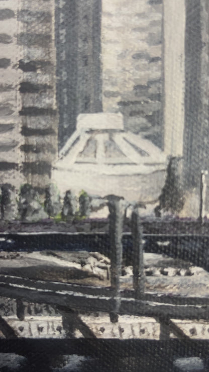 Downtown Bridges in Gray Original Art