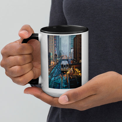 Foggy Downtown Train Ceramic Mug