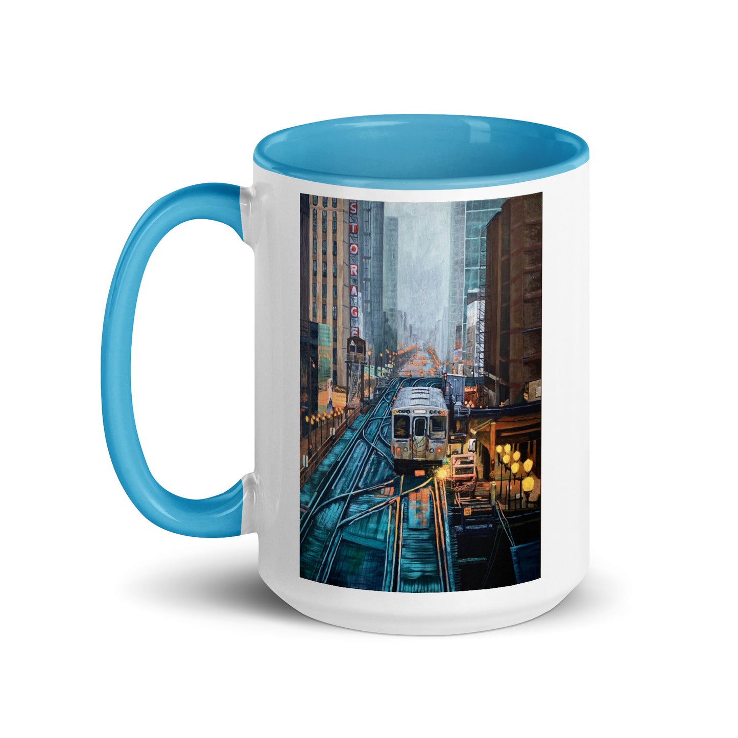 Foggy Downtown Train Ceramic Mug