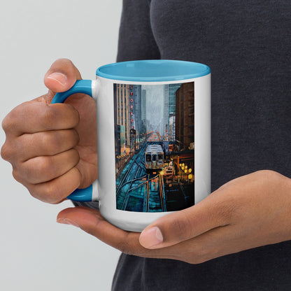 Foggy Downtown Train Ceramic Mug